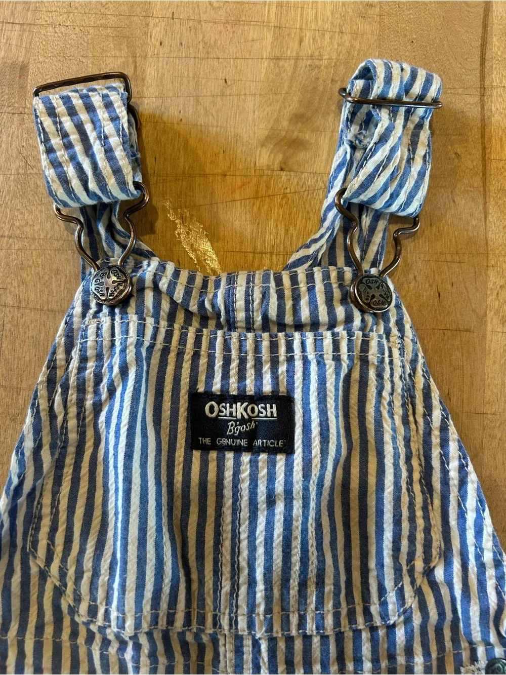 OshKosh B'gosh Blue & White Striped Short Overalls 18M